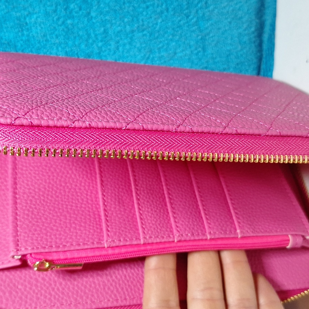 A6 Personal Binder, A6 Cash Stuffing Wallet Quilted Hot Pink Zipper Planner NEW - Picture 3 of 7